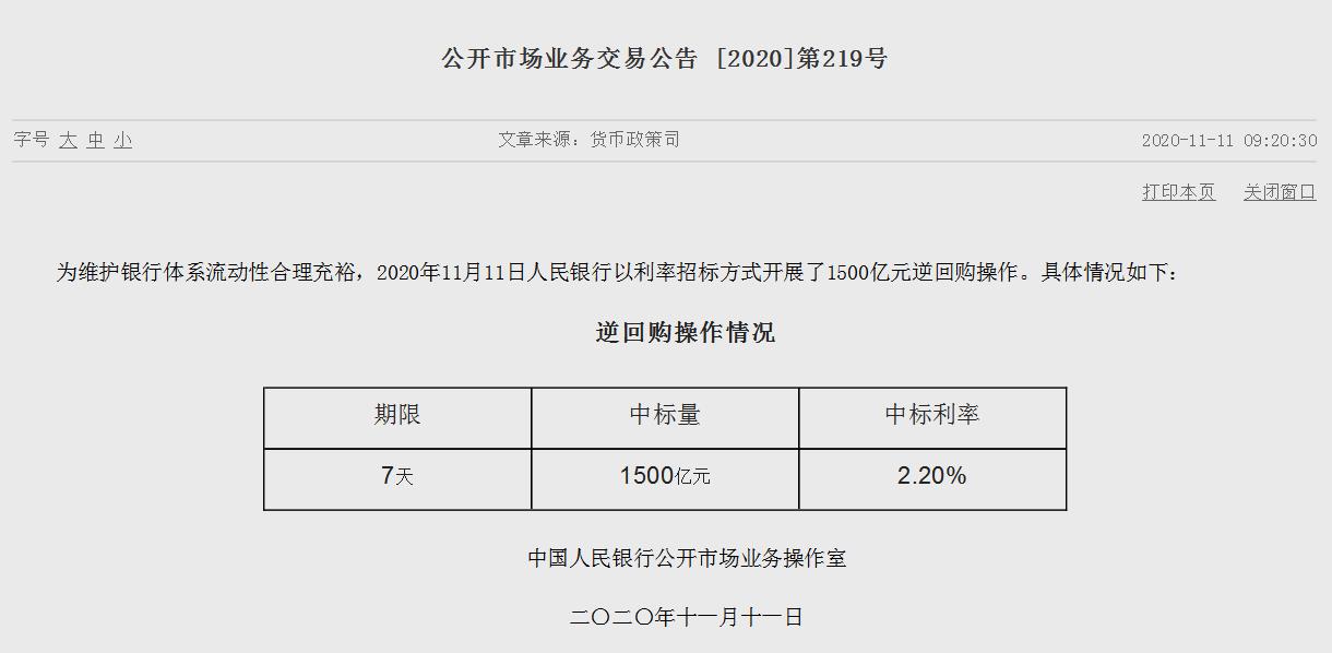 央行公开市场净投放3090亿 逆回购操作稳定市场