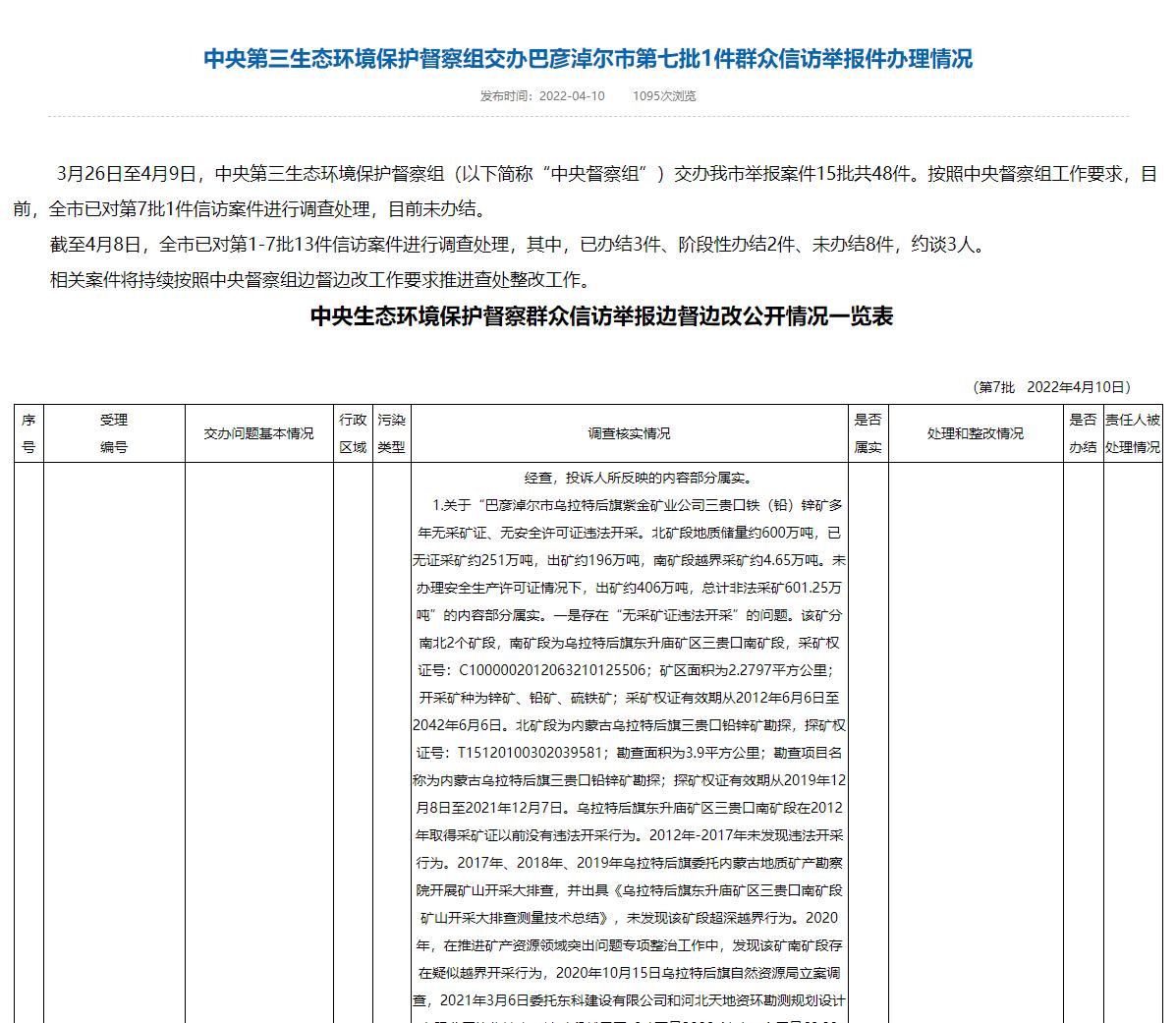 紫金矿业回应海外金矿遭盗采：损失资源确切数量尚需核实